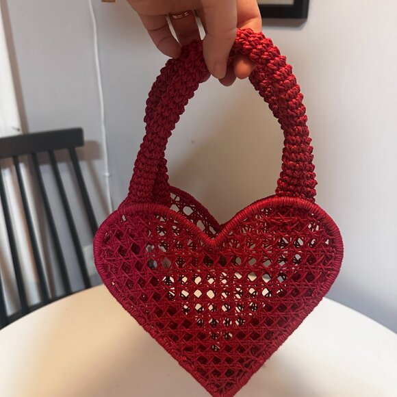 J. Crew Small Red Heart Straw bag - Picture 5 of 8